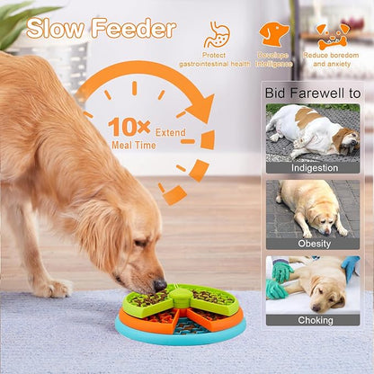 Slow Feeder Dog Bowl 3 Layers, Reduces Boredom and Anxiety, Food Puzzle Feeder, Non-Slip Interactive Puzzle Game for Small/Medium/Larger Dogs (2pcs)
