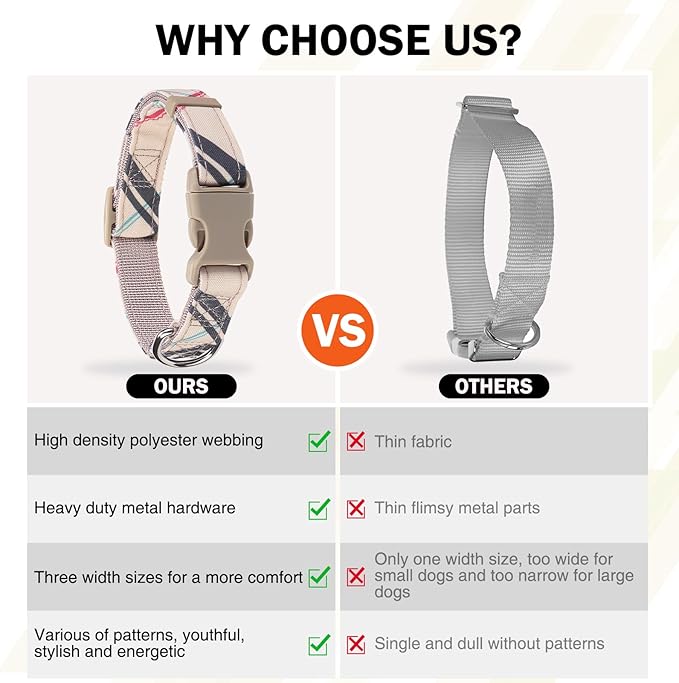 Dog Collar and Leash Set for Medium Dogs, Adjustable Soft Puppy Collar with Quick Release Buckle, 5FT Heavy Duty Nylon Matching Leash for Boy Girl Chihuahua, Yorki, Bulldog, Beige M