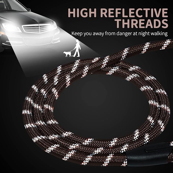 Long Dog Leash for Training 30Ft-Reflective Nylon Rope with Swivel Hook-Recall Agility Lead for Large Small Medium Dogs Outside Walking Hiking-Brown