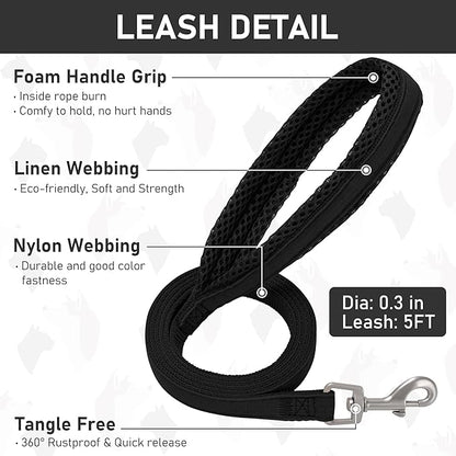 GAMUDA Small Dog Harness Collar and Leash Set, Step in No Chock No Pull Hemp Fabric Soft Mesh Dog Vest Harnesses Reflective for Dogs Puppy and Cats Outdoor Training and Running (Black, S)