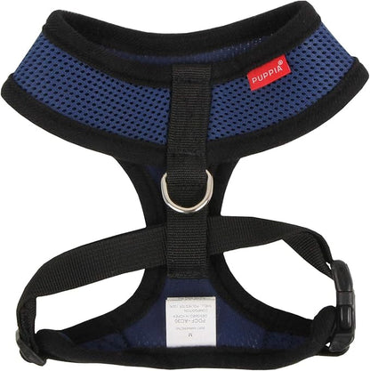 Puppia Soft Dog Harness No Choke Over-The-Head Triple Layered Breathable Mesh Adjustable Chest Belt and Quick-Release Buckle, Royal Blue, Small