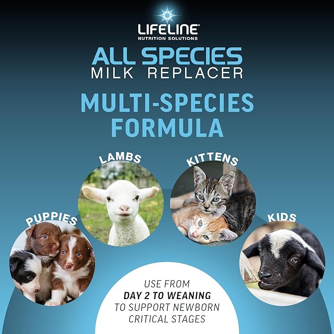 ANNUSO LIFELINE All Species Milk Replacer 26:24, 4lb Bag - Milk Formula with LifePulse - For Kittens, Puppies, Goat Kids, Lambs - Immune, Digestive, Respiratory Support - Easy-Mix Powder