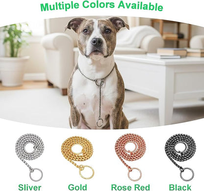 Dog P Snake Chain Chrome Plated Metal Dog Training Choke/Collar-Fully Guaranteed Against Rust Tarnish or Breakage-Recommended for Professional Training (Golden, 5mm * 22")