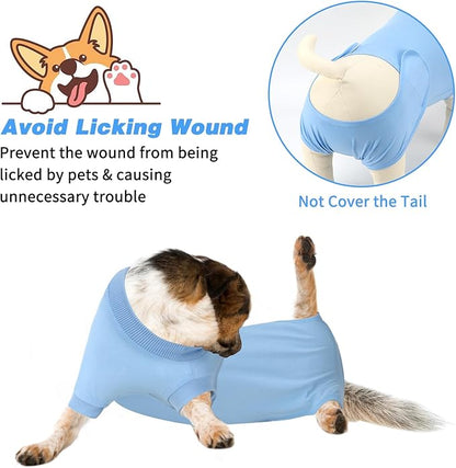 2 Packs Breathable Cotton Dog Recovery Suit for After Neuter Spay Abdominal Wounds Protector, Professional Anti-Licking Onesies for Male Female Pets Surgery Bandages, 2XL Black Blue Pure