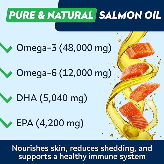 STRELLALAB Fish Oil Omega 3 6 9 Chews for Dogs - Allergy and Itch Relief - Flea and Tick Chews for Dogs - Skin and Coat Supplement - Shedding, Itchy Skin Relief - 180 Promo Jar - Chicken Liver