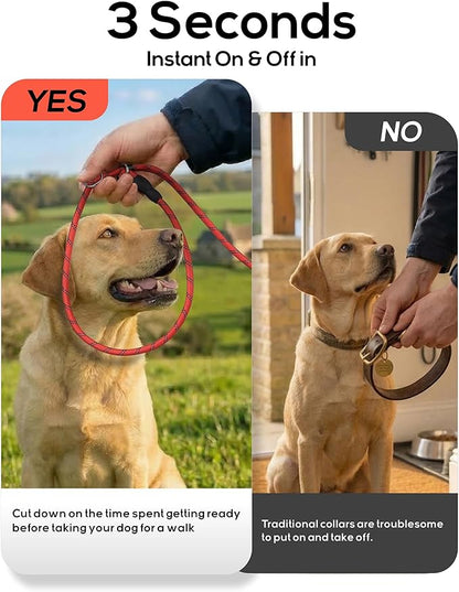 TagME 6ft Slip Dog Lead, No Pull Reflective Training Leash with Padded Handle, Professional Rope P-Leash for Small Medium Large Dogs, Heavy Duty Correction Lead for Walking & Training (Hot Pink)