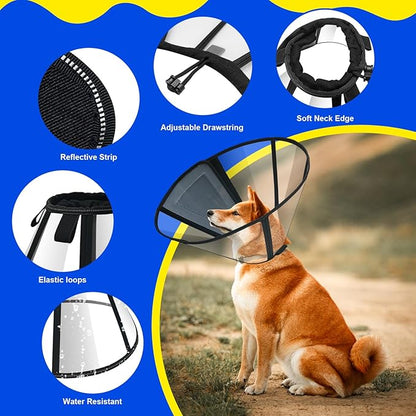 Soft Dog Cone Collar for Post-Surgery, Wound Care Injury Healing, Comfortable Adjustable Pet Cone Recovery Protective Elizabethan Collar to Prevent Licking Biting Scratching for Medium Large Dogs, L