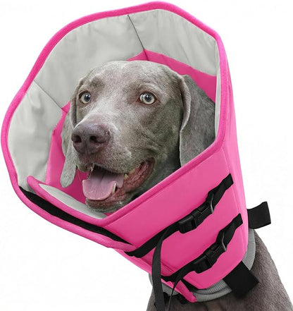 SUNFURA Dog Cone, Soft Cone for Dogs to Stop Licking, Dog E-Collar Alternative After Surgery for Medium Large Dogs, Pet Cones Collar for Wound Healing with Adjustable Buckle, Pink L