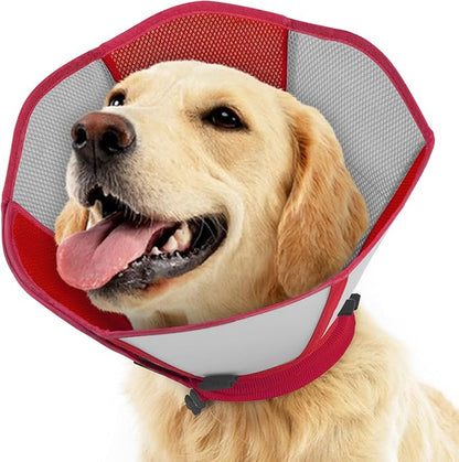 Dog Cones for Large Dogs, Soft Cone for Dogs to Stop Licking, Adjustable Dog Cone Collar Alternative After Surgery for Wound Care, Spay, Neuter, Red XL