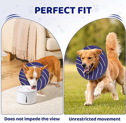 Adjustable Inflatable Dog Cone Collar for Surgery Recovery, Soft Cone for Dogs & Cats, Portable & Washable Dog Donut Collar, Small Cat Cone E Collar (Indigo XS)
