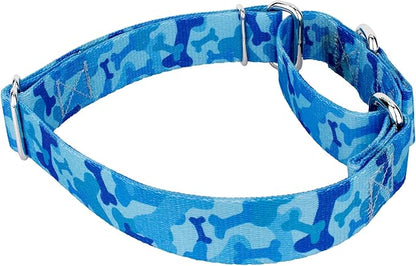 Country Brook Petz - Blue Bone Camo Martingale Dog Collar and Leash - Camouflage Collection Featuring Rugged Designs (1 Inch, Extra Large)