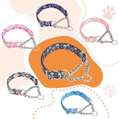 Martingale Dog Collar with Steel Chain- No Pull Escape-Proof Training Choker for Medium, Large & XL Dogs | Heavy Duty Anti-Slip Cinch Collar for Large Breed Pets, Pink (Size XL)