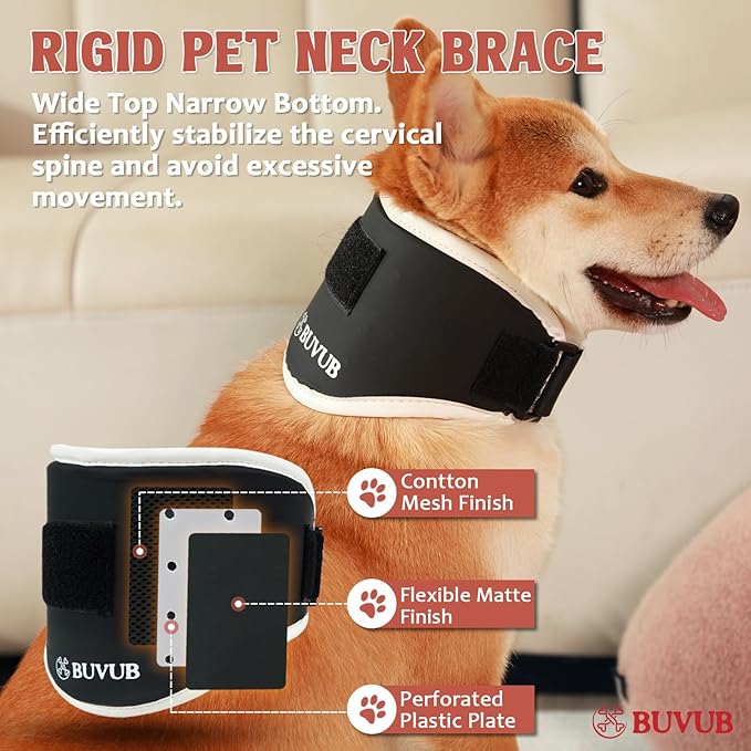 Dog Neck Brace Supports Pet's Necks with Intervertebral Disk Disease (IVDD) Cervical Vertebral Sprains Instability Neck Brace for Dog Pet Cervical Collar (Wide M)
