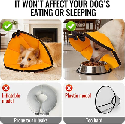 MAXFUT Soft Dog Cone Collar,Foam Cone for Dogs to Stop Licking After Surgery,Non Inflatable Dog Donut Cone (Orange, XXXL)