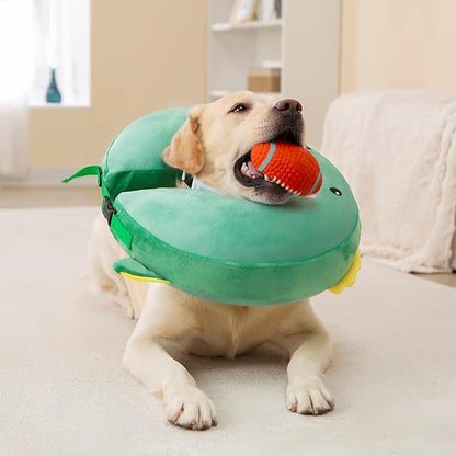 Dog Cone Inflatable Widen Dog Neck Donut Collar, Soft Cone Alternative After Surgery for Large Medium Small Dogs to Stop Licking, Dinosaur, X-Large