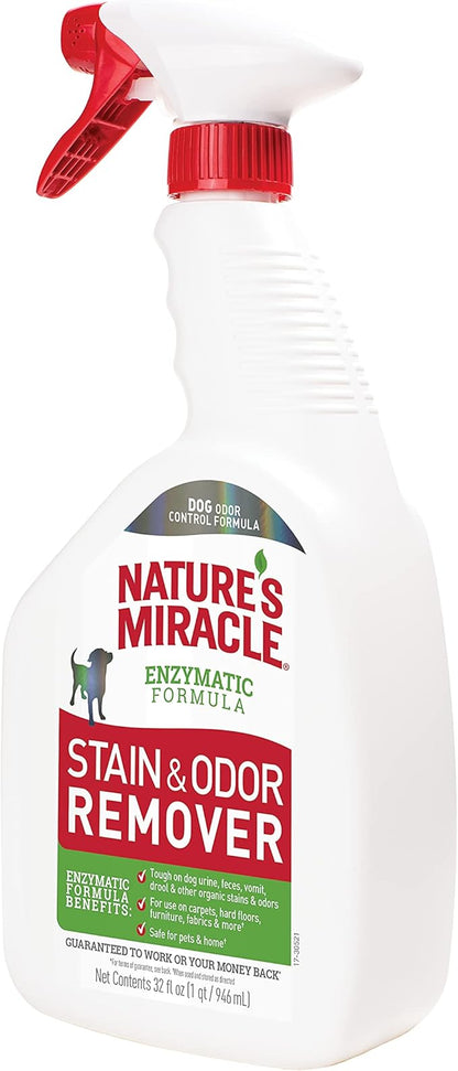 Nature's Miracle Dog Stain and Odor Remover, Everyday Mess Enzymatic Formula, 32 fl oz (Pack of 2)