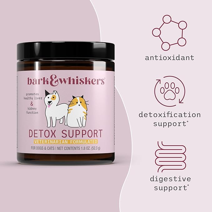 Bark & Whiskers Detox Support - Helps Support Healthy Liver & Kidney Function - Herbal Blend with Organic Milk Thistle & Green Tea - 1.8 oz