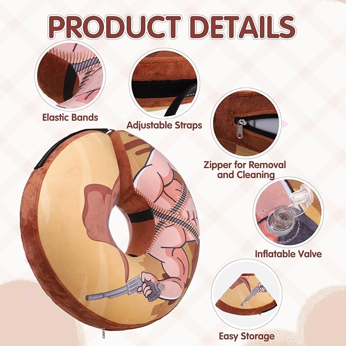 EXPAWLORER X-Large Widen Soft Dog Cone Collar - Inflatable Dog Neck Donut Collar Alternative After Surgery to Stop Licking,Adjustable Protective Recovery E Collar(Cow boy)