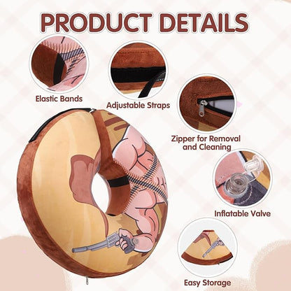 EXPAWLORER X-Large Widen Soft Dog Cone Collar - Inflatable Dog Neck Donut Collar Alternative After Surgery to Stop Licking,Adjustable Protective Recovery E Collar(Cow boy)