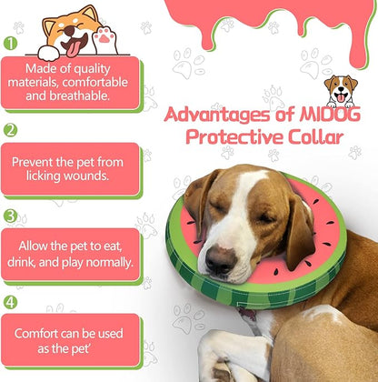 MIDOG Soft Inflatable Dog Cone, Donut E-Collar Alternative for After Surgery, Prevents Licking, Allowing Normal Eating & Vision, Comfortable Recovery Collar for Small Medium Large Dogs & Cats, Red-XL