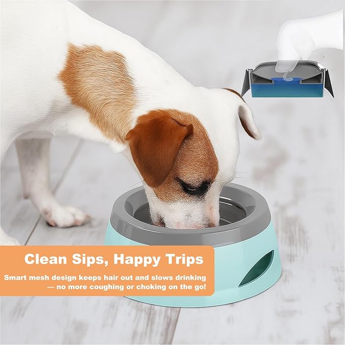 Pets No-Spill Slobber Stopper Water Bowl,Splash Proof Drinking Bowl for Home and Travel,No Messy No Drip No Sloppy Water Bowl for Sm-Med Dogs/Cats/Pets 25OZ