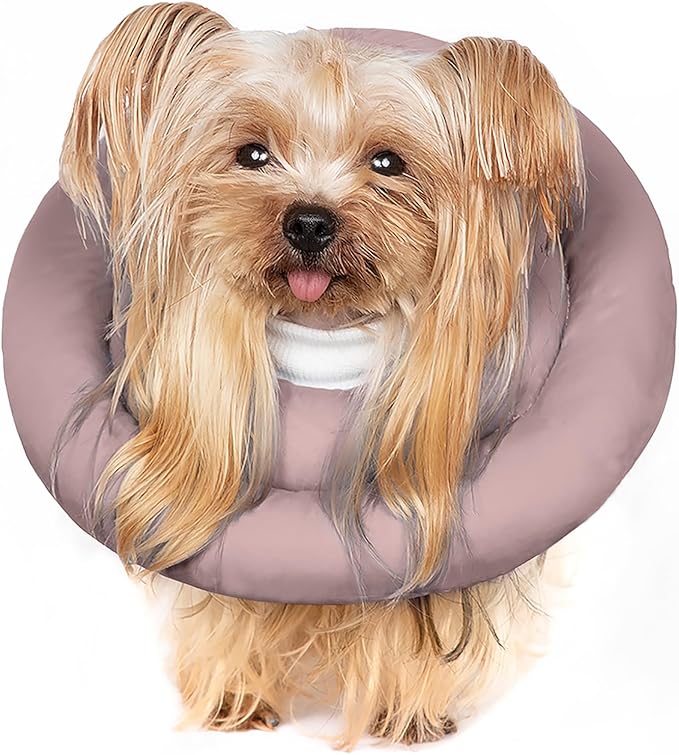 Comfortable Adjustable Soft Dog Cone Alternative - Elizabethan Donut Collar for Small Dogs & Cats Recovery - Different Sizes for Medium & Small Dogs