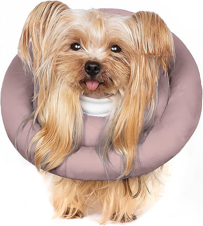 Comfortable Adjustable Soft Dog Cone Alternative - Elizabethan Donut Collar for Small Dogs & Cats Recovery - Different Sizes for Medium & Small Dogs