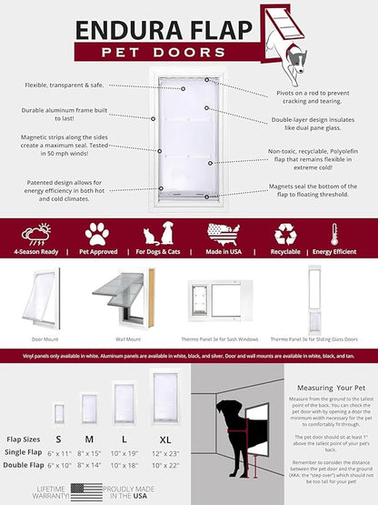 Endura Flap Double Flap Pet Door for Door Installations | Stylish for Interior & Exterior Doors | Durable Aluminum Frame & Weatherproof Dual-Layer Flap | White, Large, Double Flap
