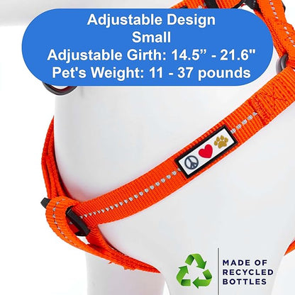 Pawtitas Recycled Reflective Step-in Dog Harness – Adjustable No-Pull Vest for Puppies to Seniors, Safe & Comfortable S Orange
