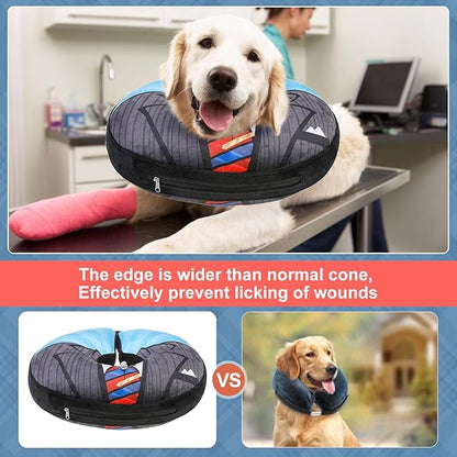 BEAUTYZOO Dog Cone Alternative After Surgery for Large Medium Small Dogs, Soft Inflatable Cone Collar for Dogs Cats, Pet Neck Donut E Collar Dog Recovery Collars to Stop Licking, Black Suit, S