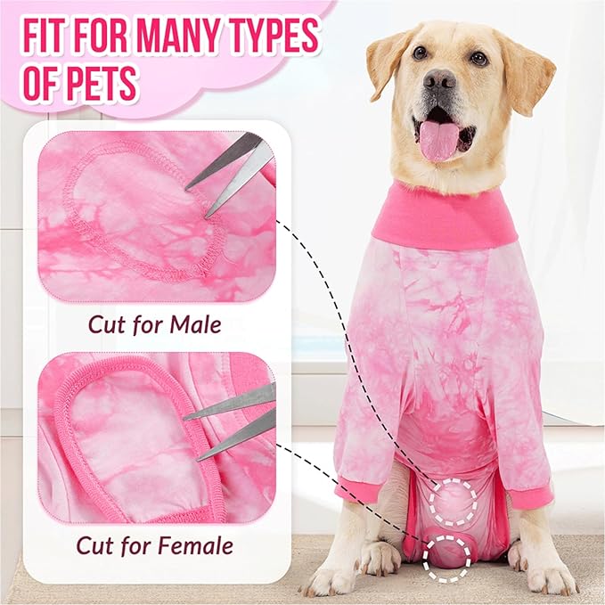 Lukovee Recovery Suit for Dogs - Soft Onesie Dog Surgery Suit for Female Male Dogs, Breathable Surgical Recovery Suit Prevent Licking Spay Recovery Suit Dog E-Collar & Cone Alternative(M,Pink)