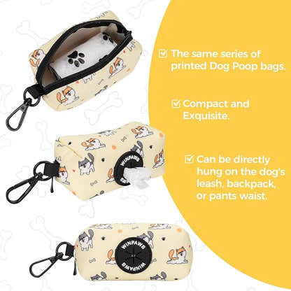 Dog Harness and Leash Collar Set with Dog Poop Bag Holder and Bandanas, Escape Proof Adjustable Puppy Cat Vest with Soft Mesh Padded, Pet Supplies for Small Medium Large Dogs Kitten(Yellow Puppy, M)