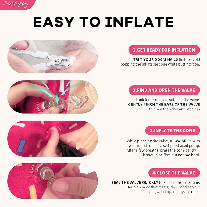 Inflatable Dog Cone Collar with Detachable Sturdy Shield,Soft&Lightweight-Ideal for Post-Surgery Recovery and Daily Wear,Suitable for Small Medium Large Dog Breeds(Donut Pink,XL)