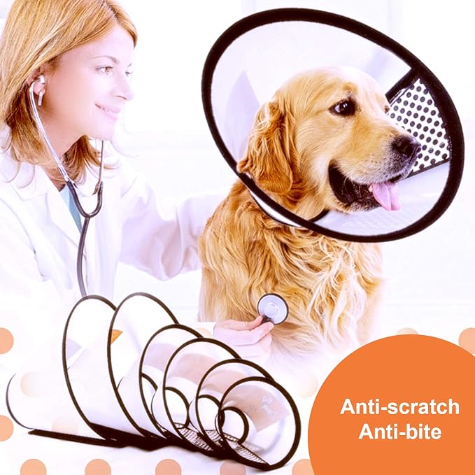 Adjustable Dog Elizabeth Pet Protective Cone Collar Latest Upgrade with Soft Edge Dog Neck Cone Recovery Cone Collar for Anti-Bite Lick, Surgery, or Wound Healing (Large 15.4"-17.3")
