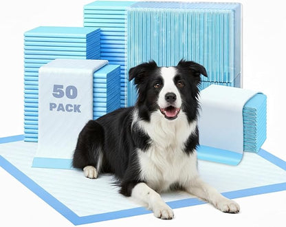 FluffyDream Super Absorbent Waterproof Dog and Puppy Pet Training Pad, Housebreaking Pet Pad,Blue (17.6"x23.6" (50PCS))