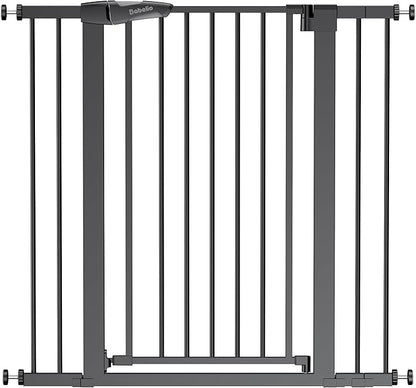 Babelio 36" Tall Baby Gate, 26-40" Wide Auto Close Pet Gate, PressGuard C5 Pressure Mounted Metal Dog Gate, Easy-Install No Drilling, No Tools Needed, with Wall Protectors and Extension Kits, Black