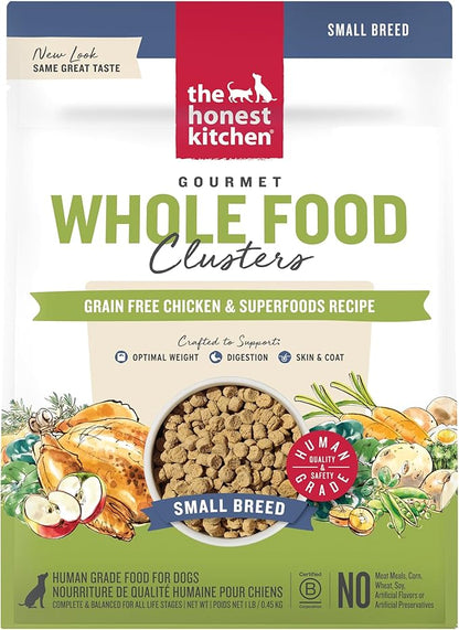 The Honest Kitchen Whole Food Clusters Small Breed Grain Free Chicken Dry Dog Food, 1 lb Trial Pouch