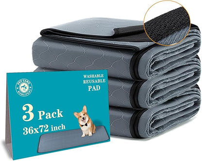Bunlitent Washable Pee Pads for Dogs 3 Pack, 36x72, Reusable Puppy Pads, Reusable Pee Pads with Quick Dry, Anti-Slip Dog Cat Pee Pads, Whelping Pads, Dog Pen Mat