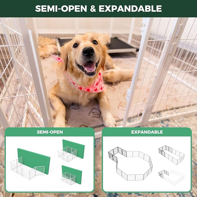 FXW Homeplus Unleashed Indoor Dog Playpen - Stress-Free and Safe Play, Heavy Duty 24 Inch 8 Panels Dog Pen for Puppy and Small Dogs, White│Patented
