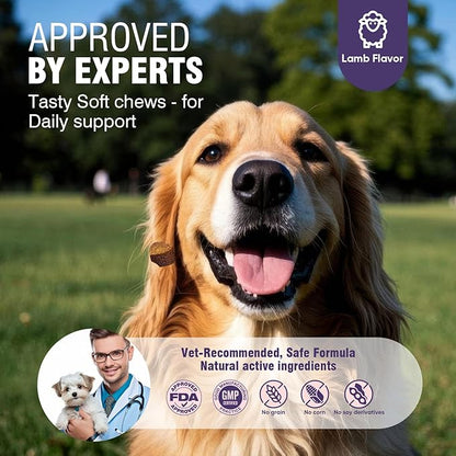 Dog Allergy Chews 200ct - Dog Allergy and Itching Skin Relief Anti Itch Aller Immune Bites for Dogs licking Paws Treatment Relief Itchy Chew Probiotics Vitamins for Skin and Coat Allergies - Lamb