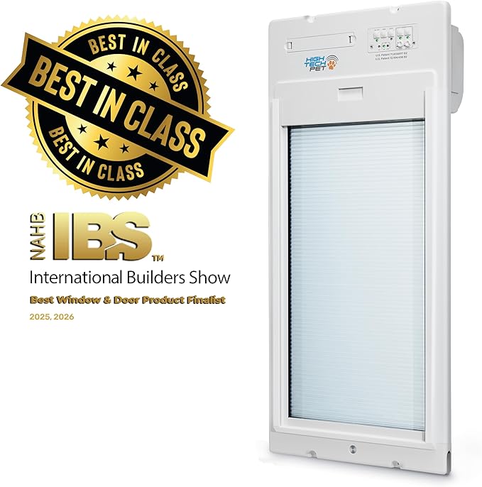 Power Pet Automatic ROLL UP Door by High Tech Pet Brand - Motorized Panel Rolls Up - Pet Operated - Remote App Control - 24/7 Exit & Entry Timers (Medium, Door Mount)