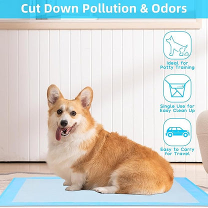 Super Absorbent Waterproof Dog and Puppy Pet Training Pad, Housebreaking Pet Pad, 40-Count Extra Middle-Size, 30’’X36’’, Blue