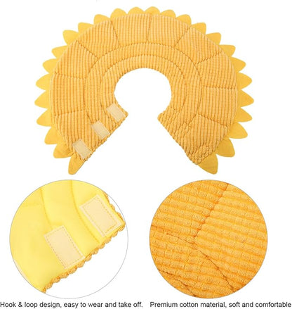 Cat Cone, Sunflower Shape Pet Elizabethan Collar, Adjustable Pet Collar for Cat Dog (Size 5, Neck Circumference 29-35cm, Yellow)