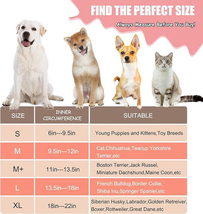 Dog Cone Collar Inflatable Donut for Large Medium Small Dogs, Soft Waterproof Dog Cone Alternative After Surgery Prevents Licking Wounds Easy Clean (Pink, M+ (Neck 11"-14"))