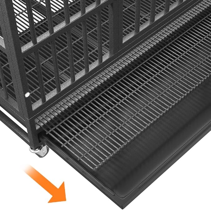 BOLDBONE 42" Furniture Dog Crate for Large Dogs, Heavy Duty Dog Kennel Indoor with Removable Crate Trays, Wheels and Stylish Wooden Top, Extra Large XL XXL Dog Cage