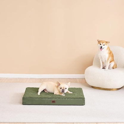 EHEYCIGA Orthopedic Dog Beds for Large Dogs with Removable Washable Cover, Dark Green, 36x27