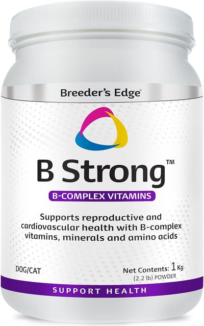 Breeder’s Edge B Strong Powder, B-Complex Vitamin Supplement for Dogs and Cats, Supports Reproductive Health, Promotes Normal Heat Cycles, and Helps Maintain Energy, 1kg