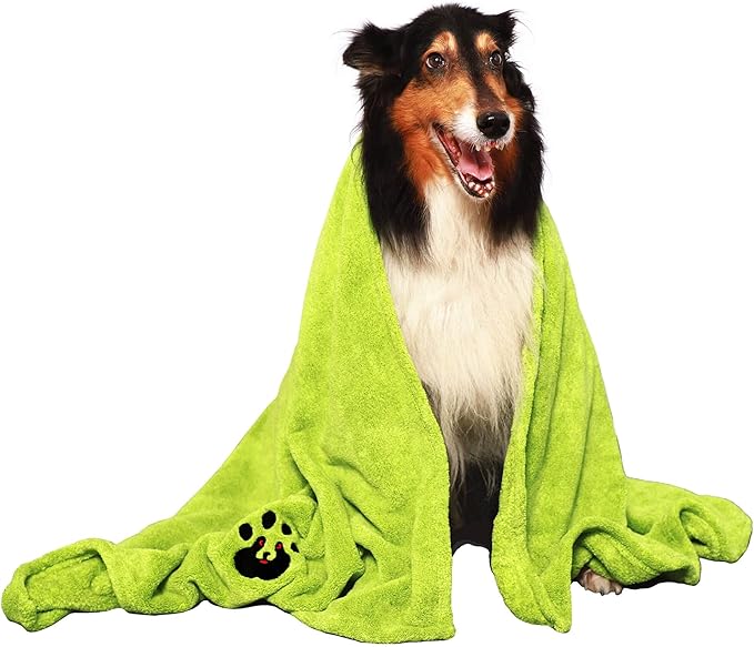 Dogvingpk Extra Large Dog Towel Super Absorbent Soft Microfiber Pet Bath Grooming Towels for Drying Dogs and Other Pets (XL-55" * 36", Green)