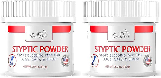 2-Pack Styptic Powder for Dogs, Cats, and Birds (2 oz) by Evo Dyne | Fast-Acting Blood Stop Powder for Pets | Quick Stop Bleeding for Dog Nail Clipping, Grooming, Cuts and More