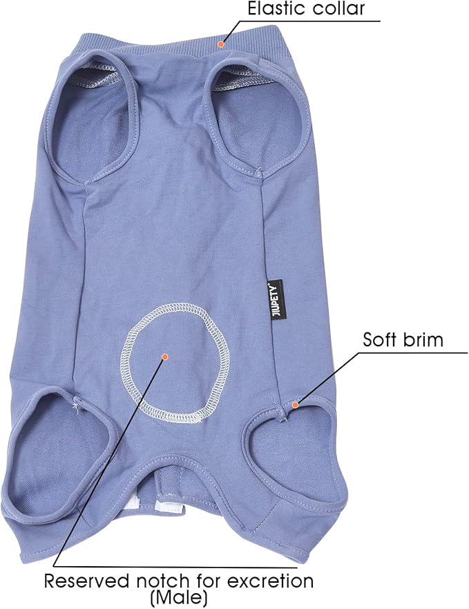 Jiupety Dog Recovery Suit Adjustable, Not Fit Slim and Long Body, Dogs Suit for Surgery Recovery, L Size, Anti-Licking Surgical Dog Onesies, Blue & Paw